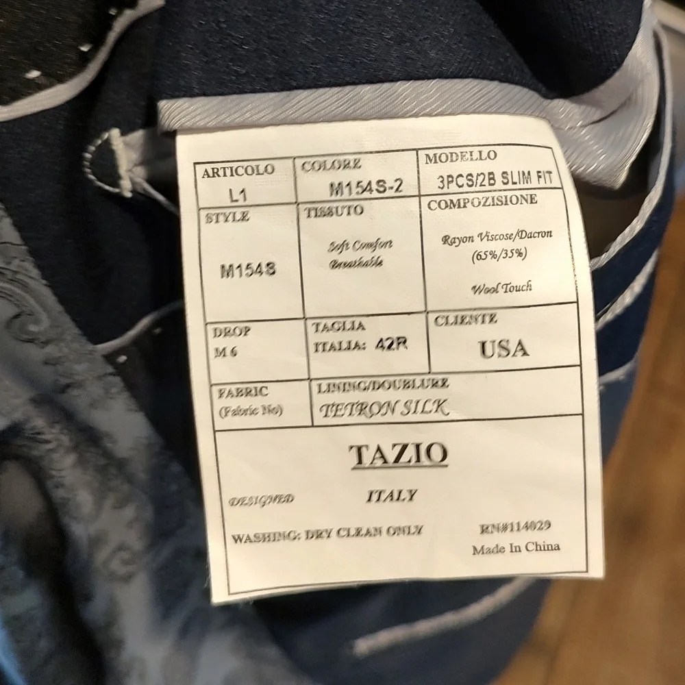 Tazio Italy Elegant Dark Blue Men's Slim Fit Suit